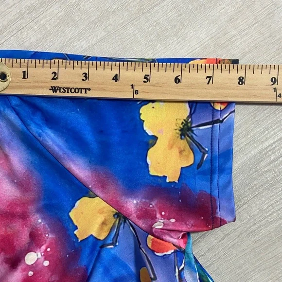 Colorful Short Sleeve Dress XL Pink Purple Yellow Floral Round Neckline Breezy - Picture 8 of 9